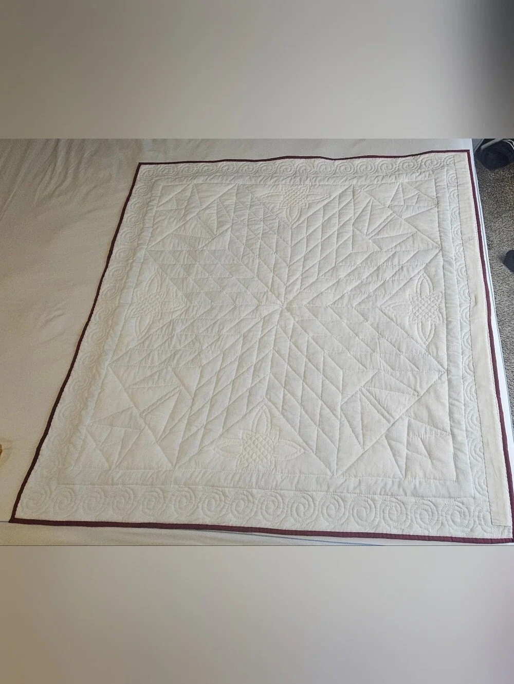 Handmade Lone Star Quilt Star of Beauty Wall Hanging Floral Tulip Quilt 45